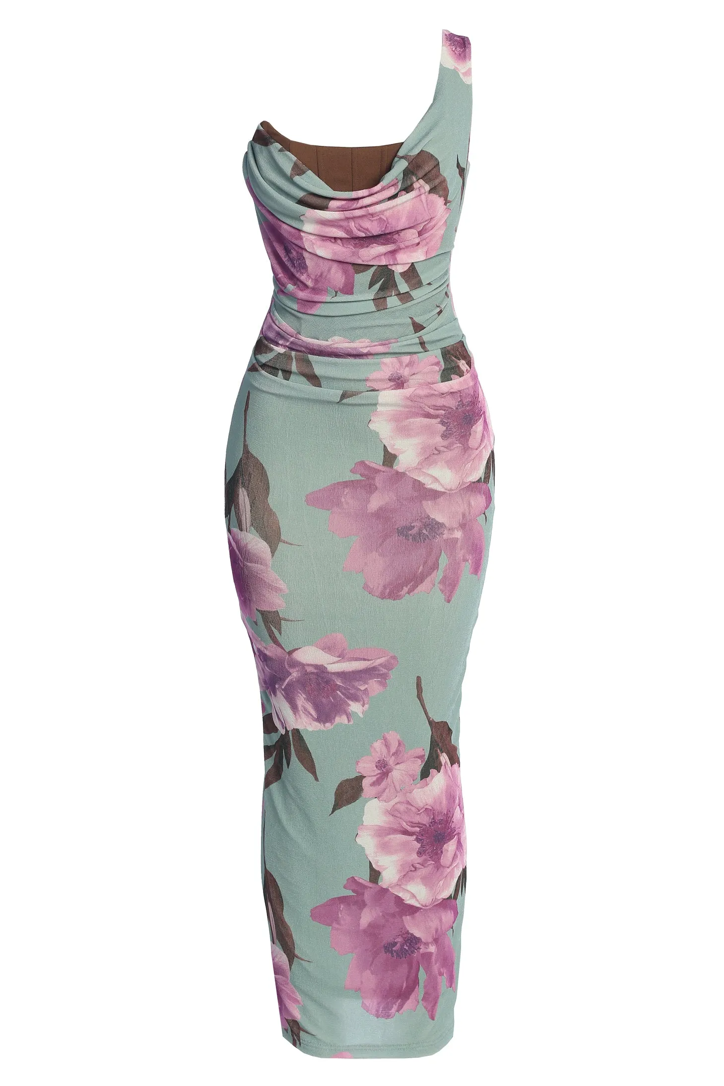 Sage Floral Georgiana One Shoulder Maxi Dress sold by JLUXLABEL product image thumbnail 2