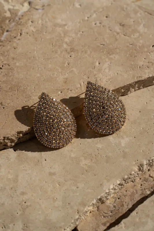 Gold Betty Crystal Paved Earrings sold by JLUXLABEL