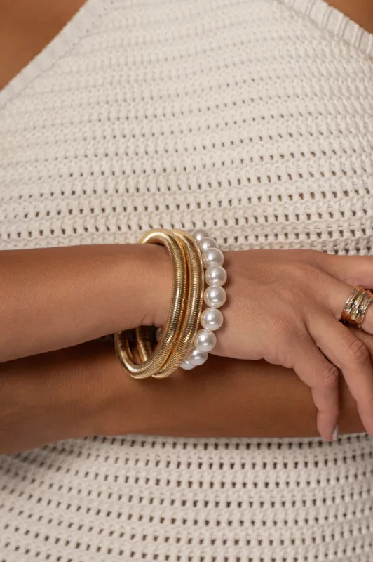 Gold Rise Pearl Bracelet Set sold by JLUXLABEL