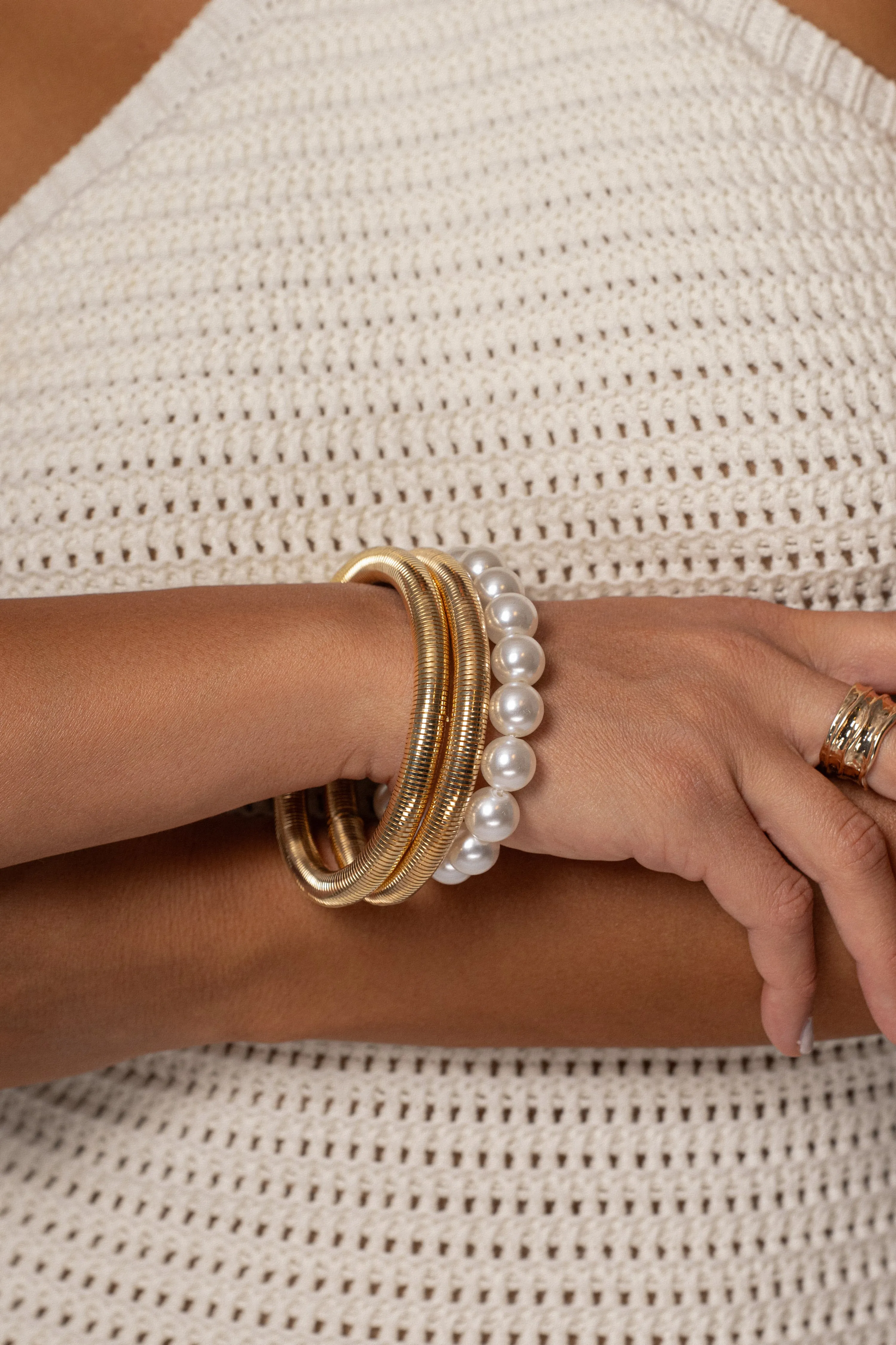Gold Rise Pearl Bracelet Set sold by JLUXLABEL