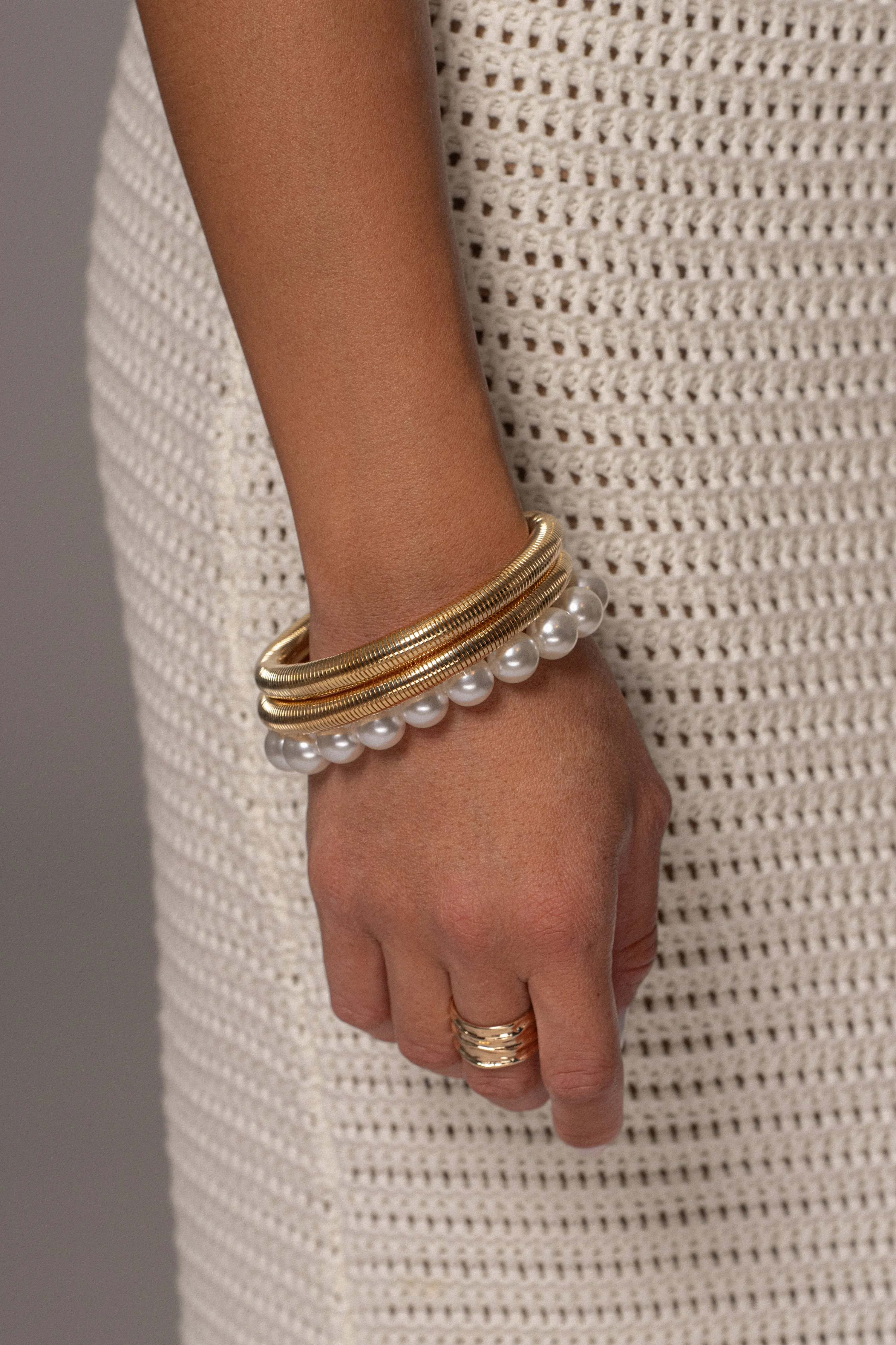 Gold Rise Pearl Bracelet Set sold by JLUXLABEL product image thumbnail 2