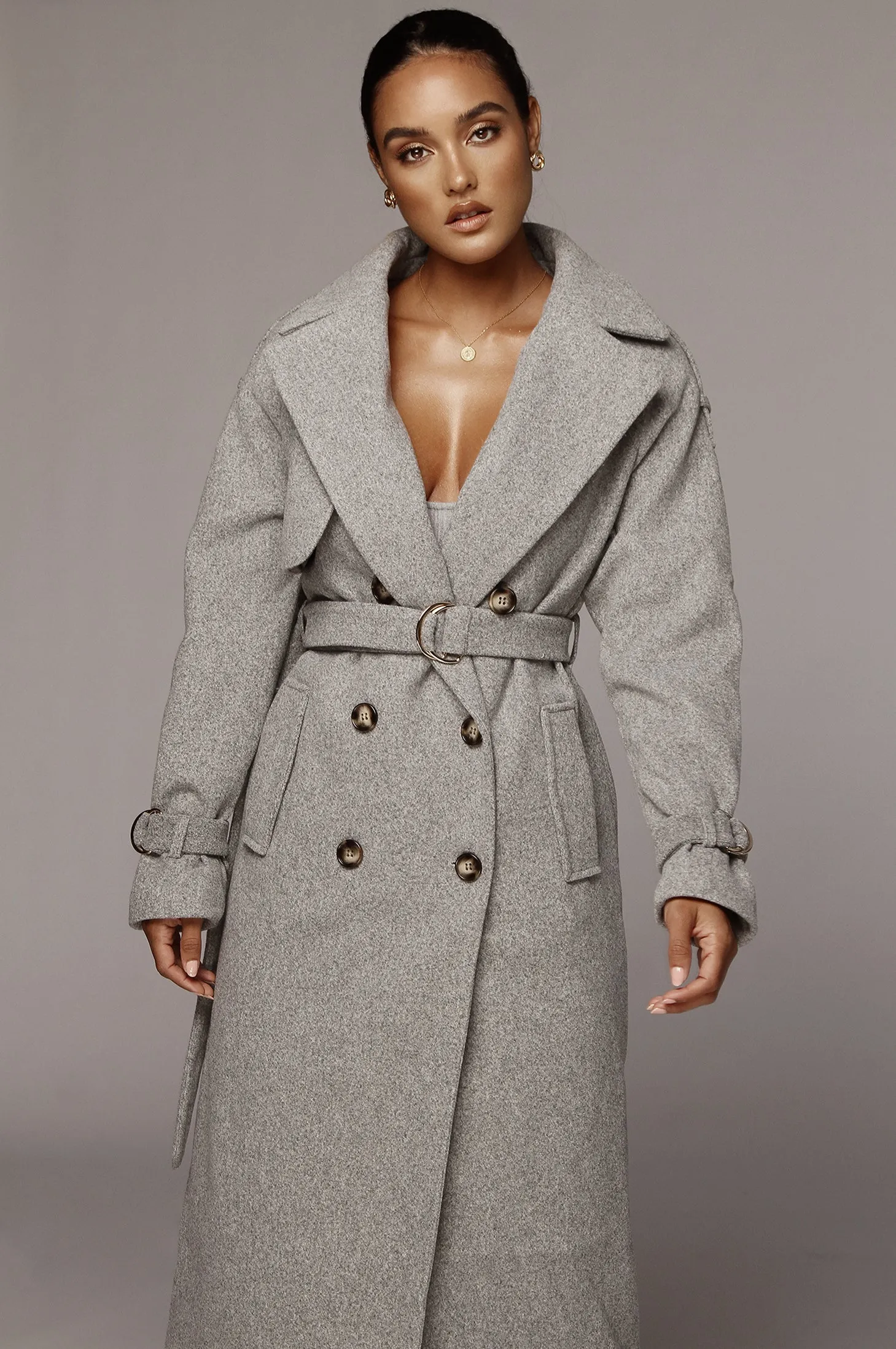 Heather Grey Beverly Trench Coat sold by JLUXLABEL product image thumbnail 2