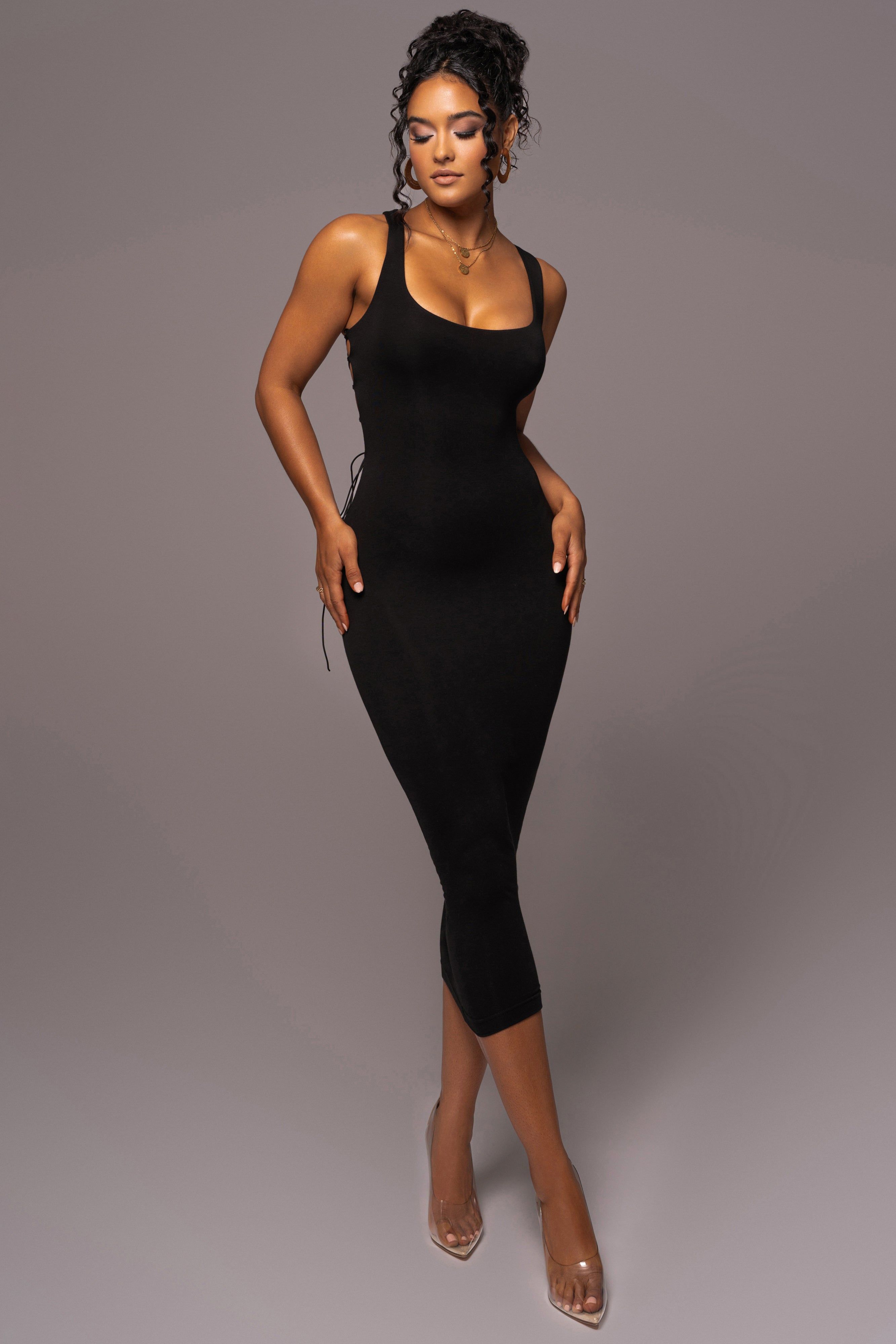Black Late Nights Midi Dress sold by JLUXLABEL product image thumbnail 5