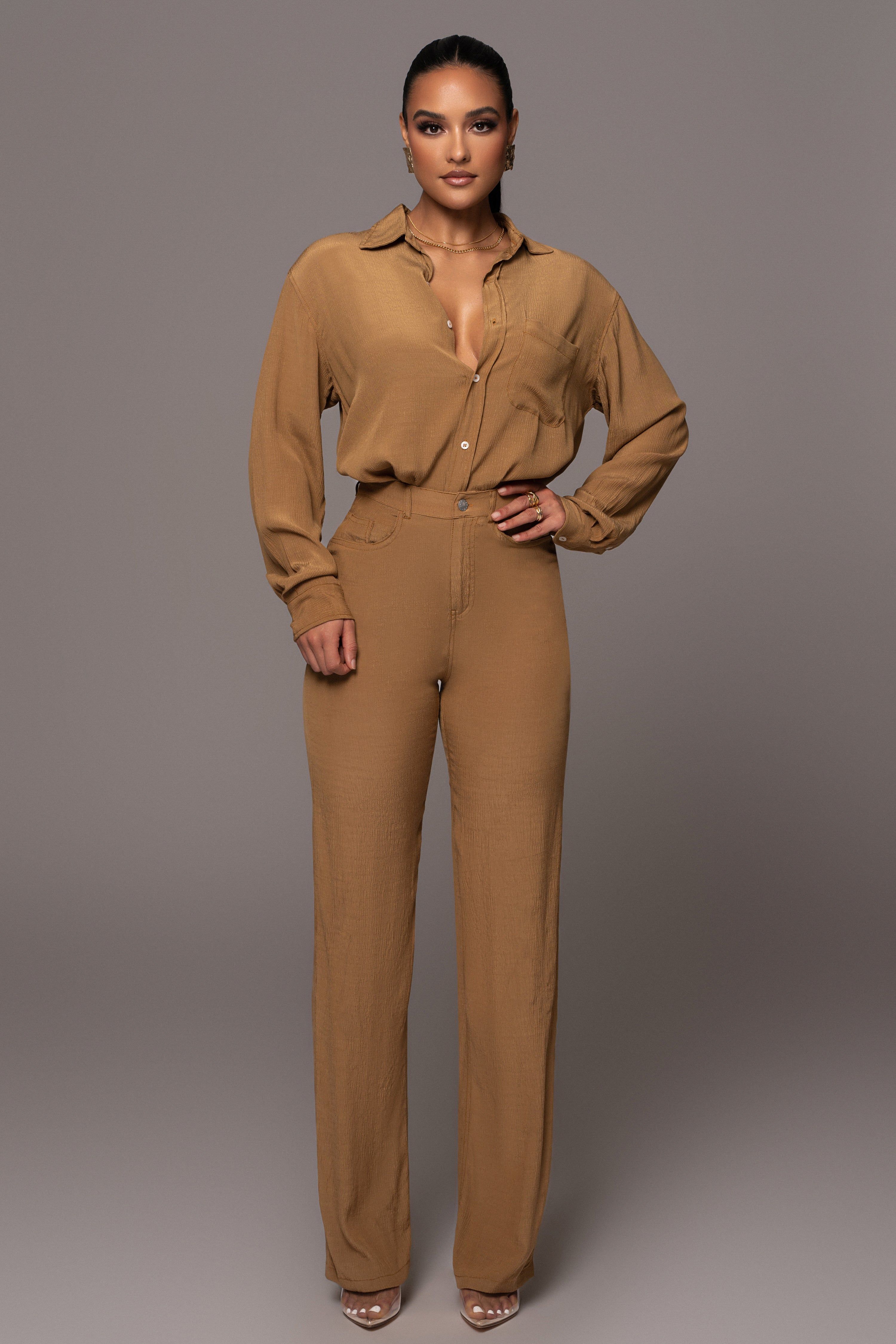 Tan Everyday Button Up Top sold by JLUXLABEL product image thumbnail 4