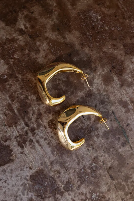 Gold Delia Open Hoop Earrings sold by JLUXLABEL