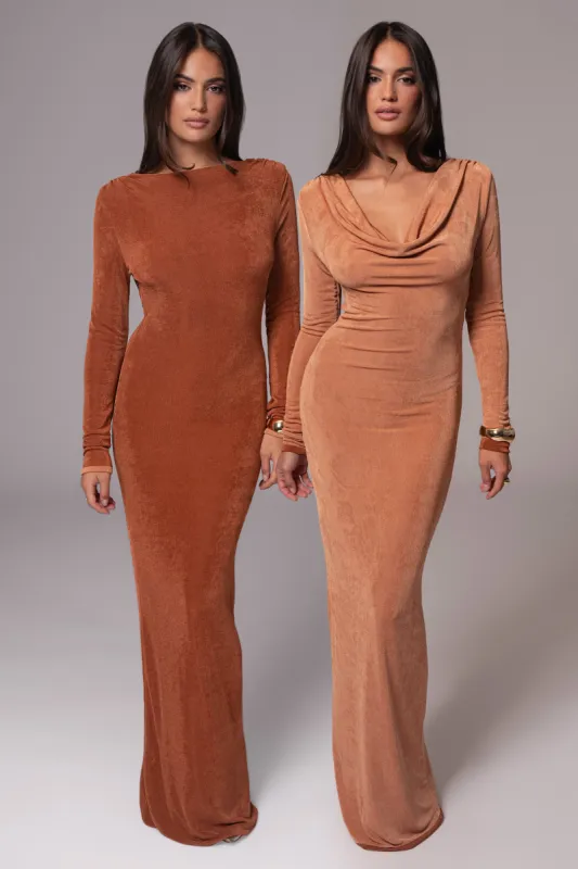 Bronze/Sienna Ashton Reversible Maxi Dress sold by JLUXLABEL