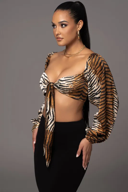 Tiger Behati Front Tie Top sold by JLUXLABEL
