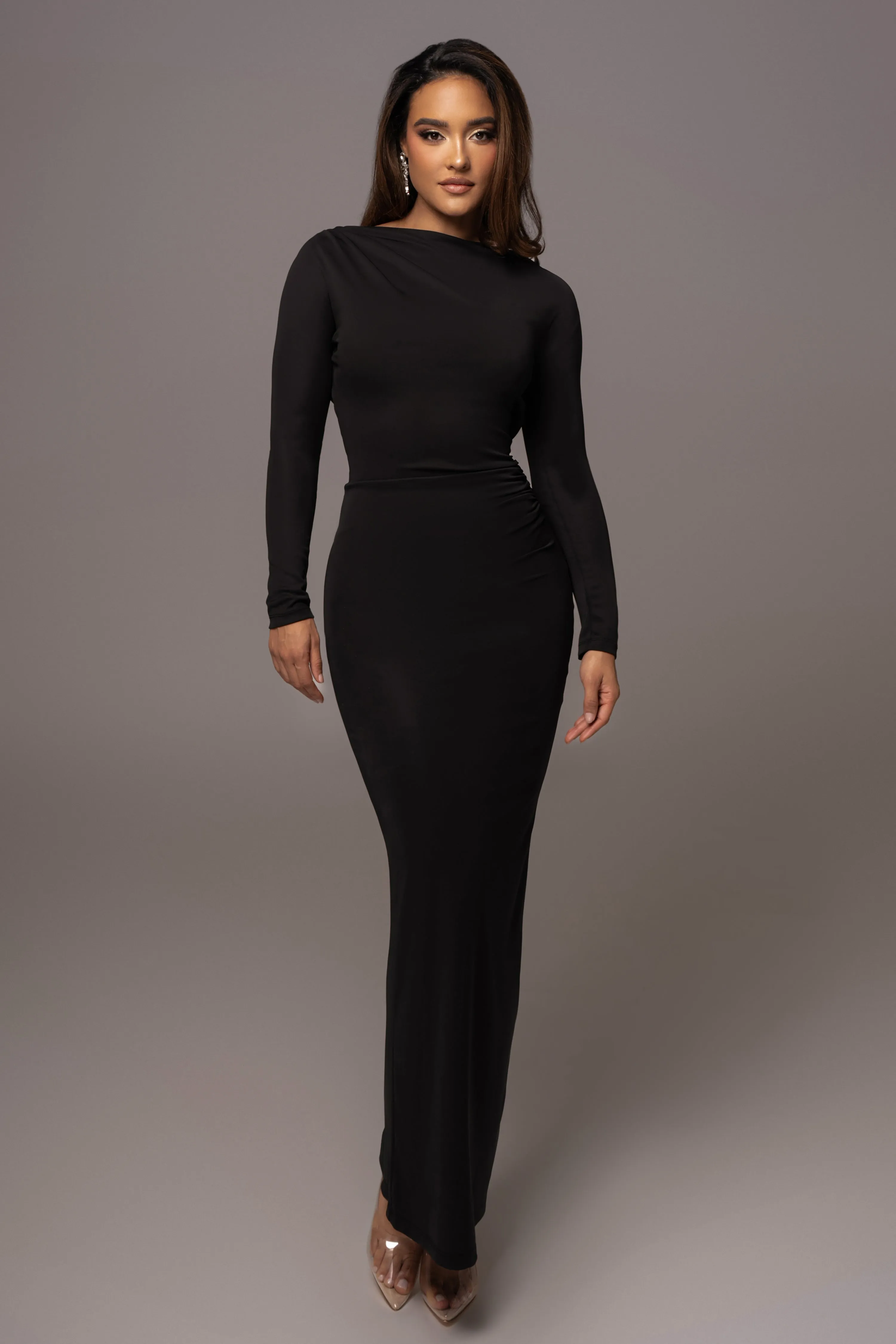 Black Kathleen Slit Maxi Dress sold by JLUXLABEL product image thumbnail 2