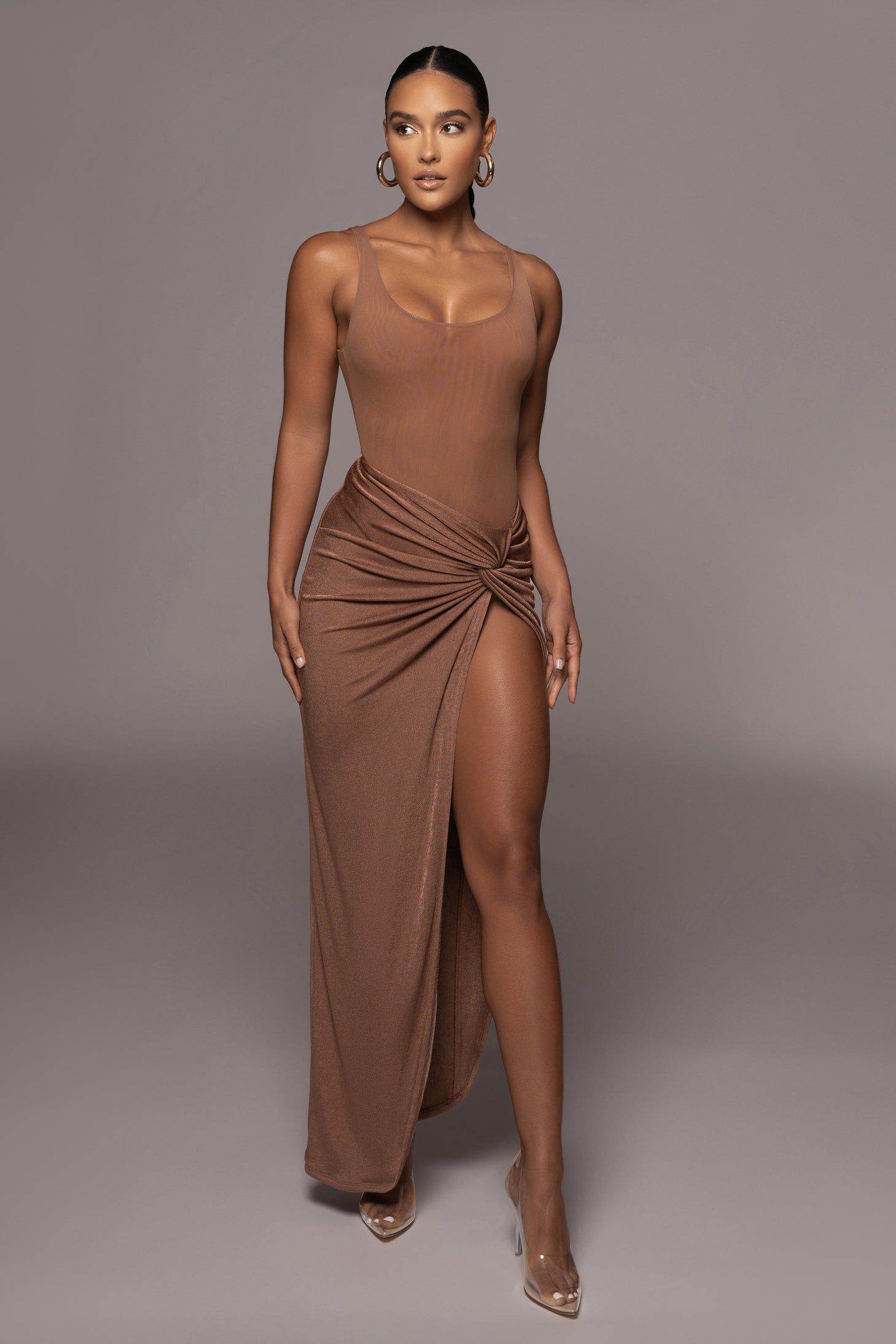 Chocolate Kimora Slinky Skirt sold by JLUXLABEL product image thumbnail 4