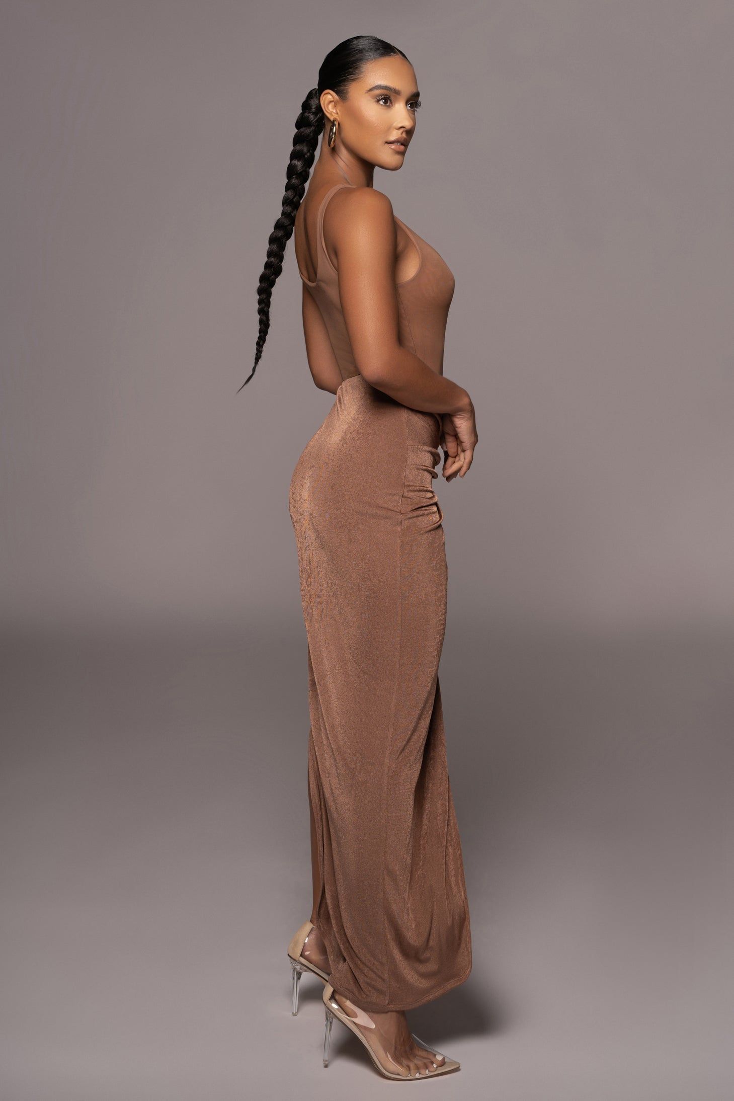 Chocolate Kimora Slinky Skirt sold by JLUXLABEL product image thumbnail 6