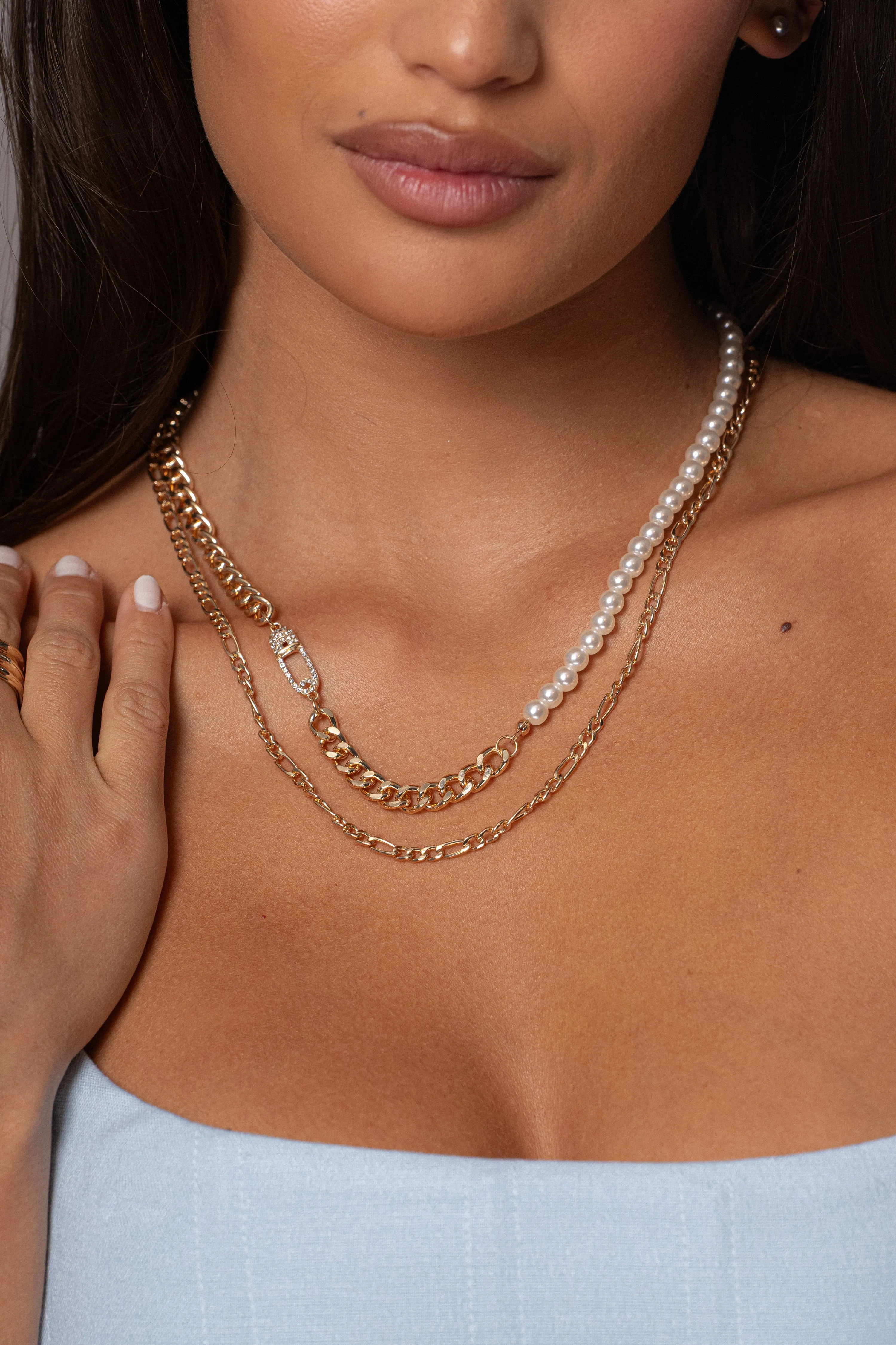Gold Pearl Layered Necklace Set sold by JLUXLABEL product image thumbnail 2