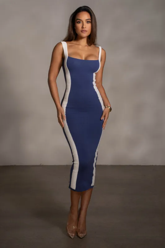 Navy Donna Knit Midi Dress sold by JLUXLABEL