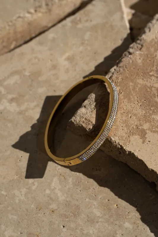 Gold Crystal Paved Hinge Bracelet sold by JLUXLABEL