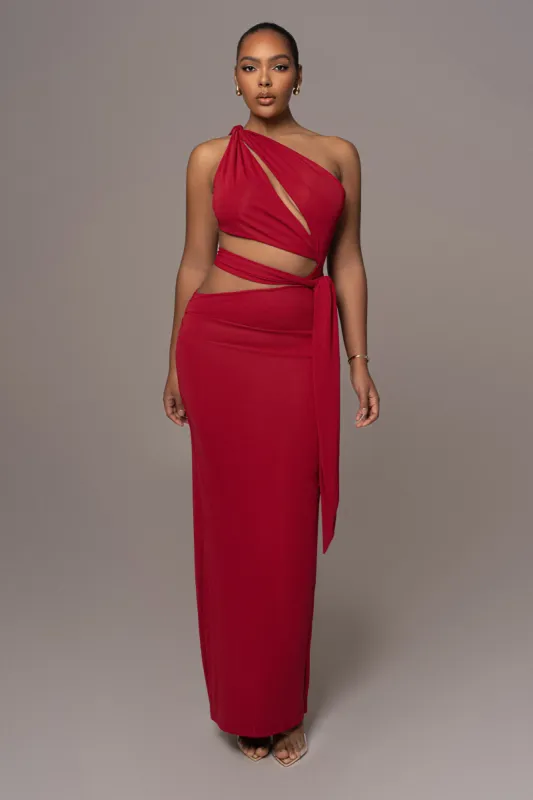 Red Athenia Keyhole Maxi Dress sold by JLUXLABEL