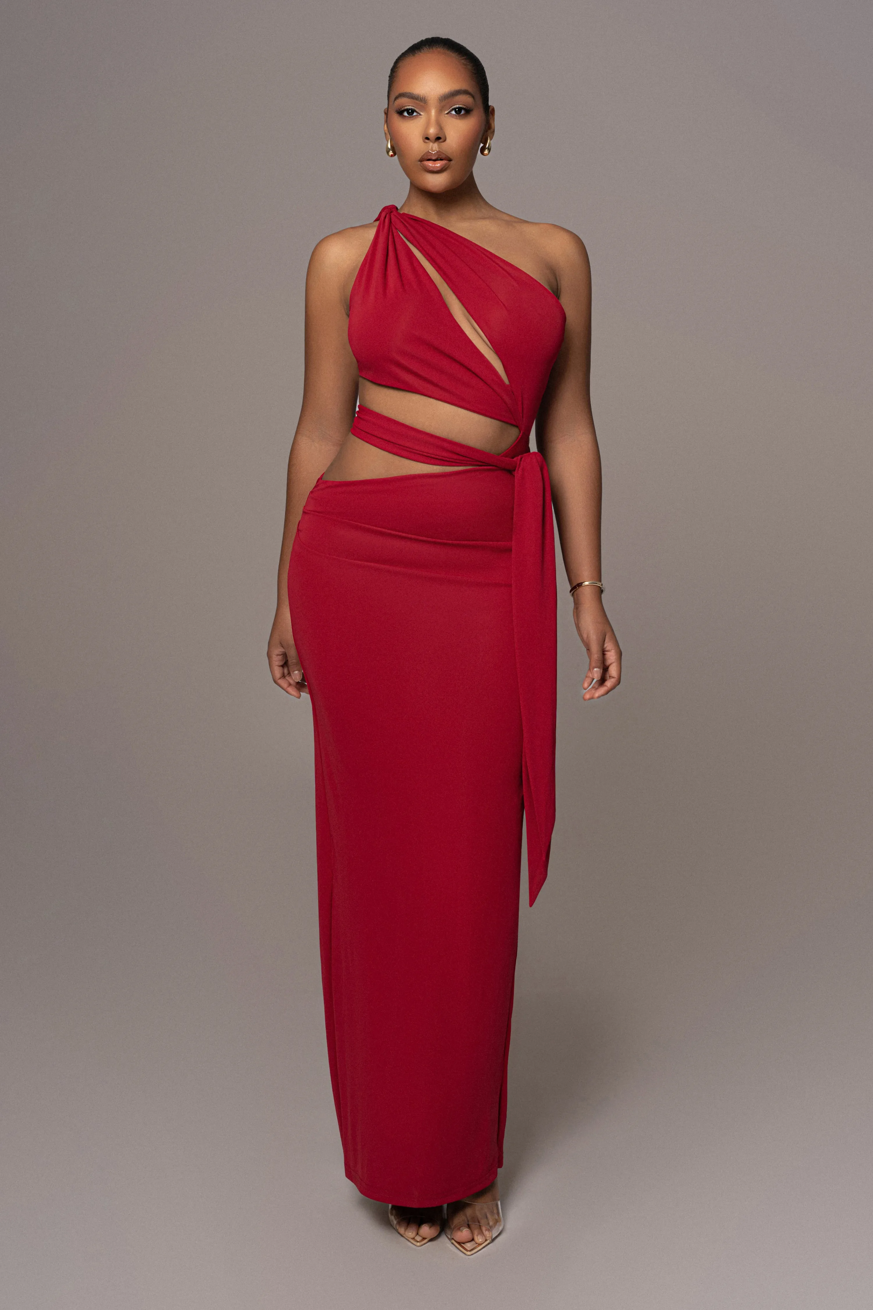 Red Athenia Keyhole Maxi Dress sold by JLUXLABEL
