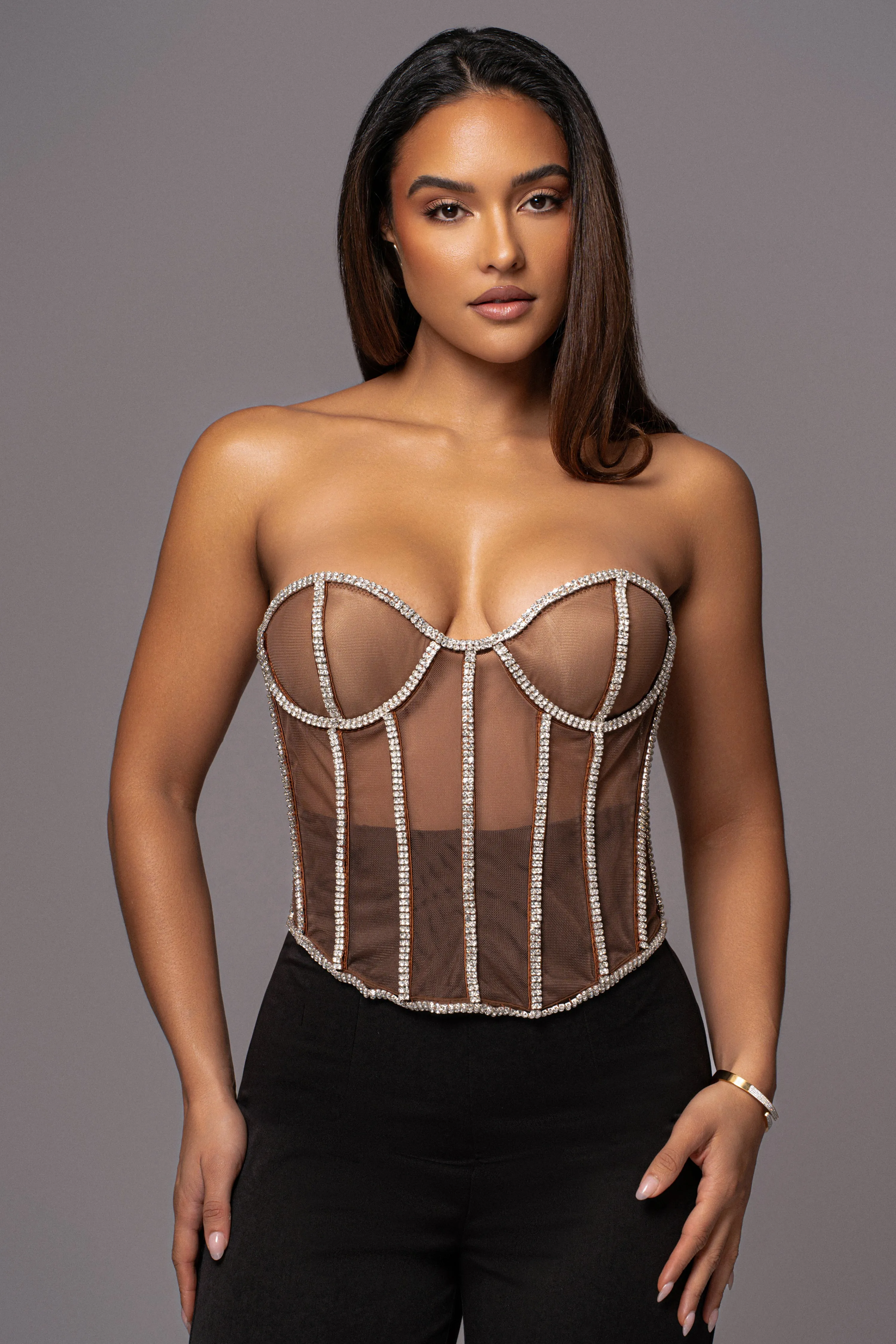 Dark Limited Edition Rhinestone Crystal Corset sold by JLUXLABEL product image thumbnail 2