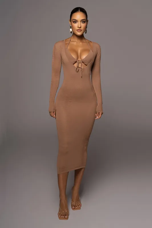Pecan Look This Way Midi Dress sold by JLUXLABEL