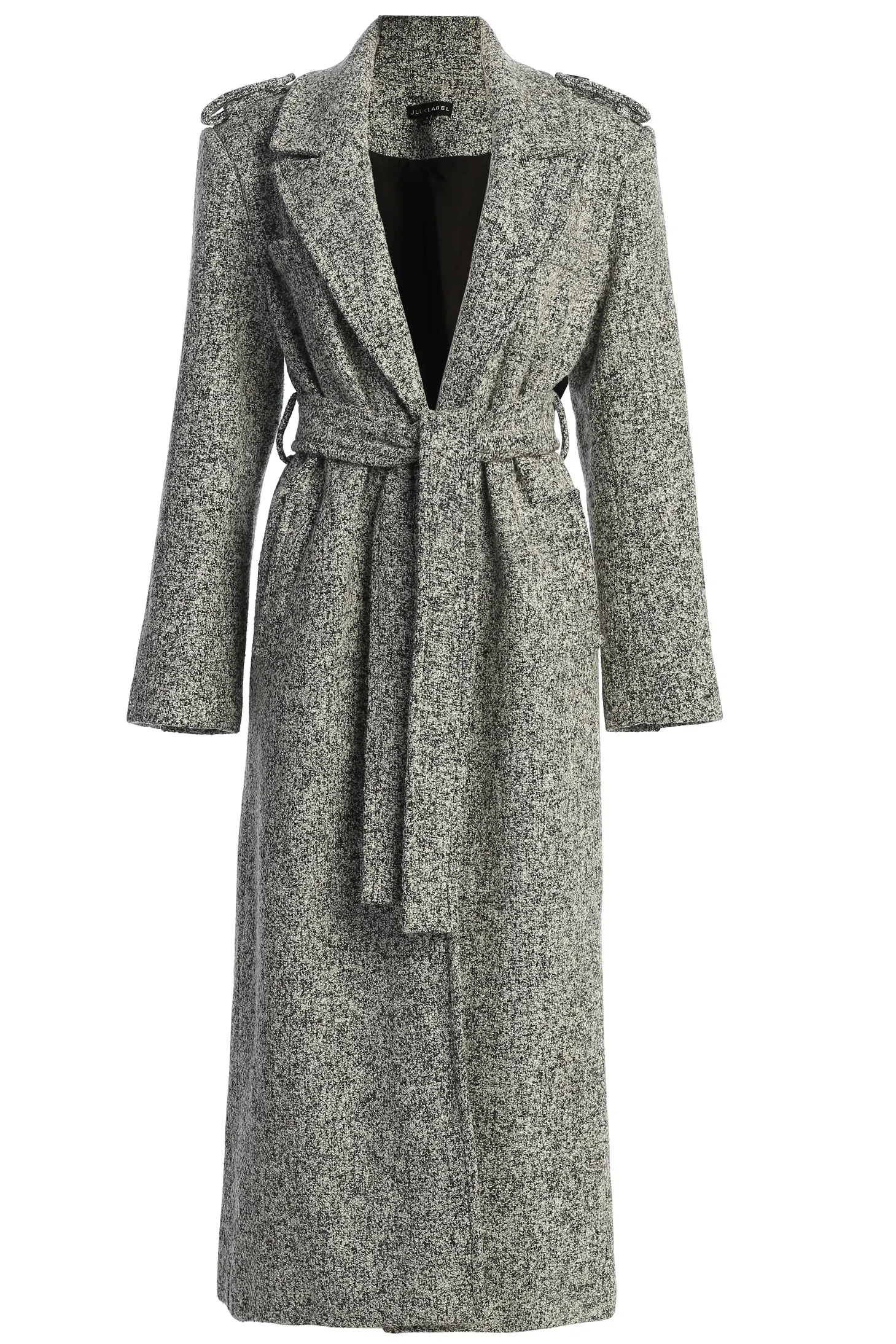 Lt. Grey Savannah Belted Tweed Coat | Parallel
