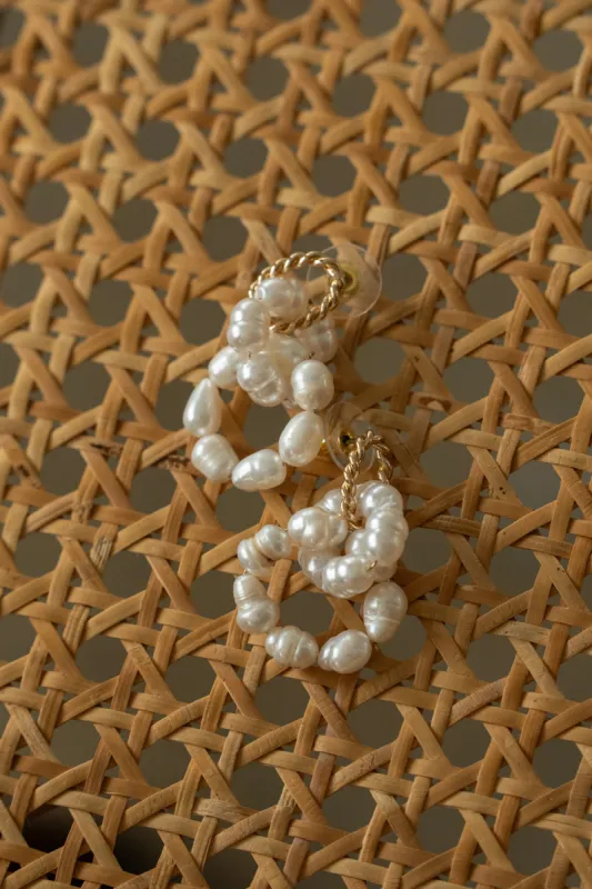 Gold Pearl Dangle Earrings sold by JLUXLABEL