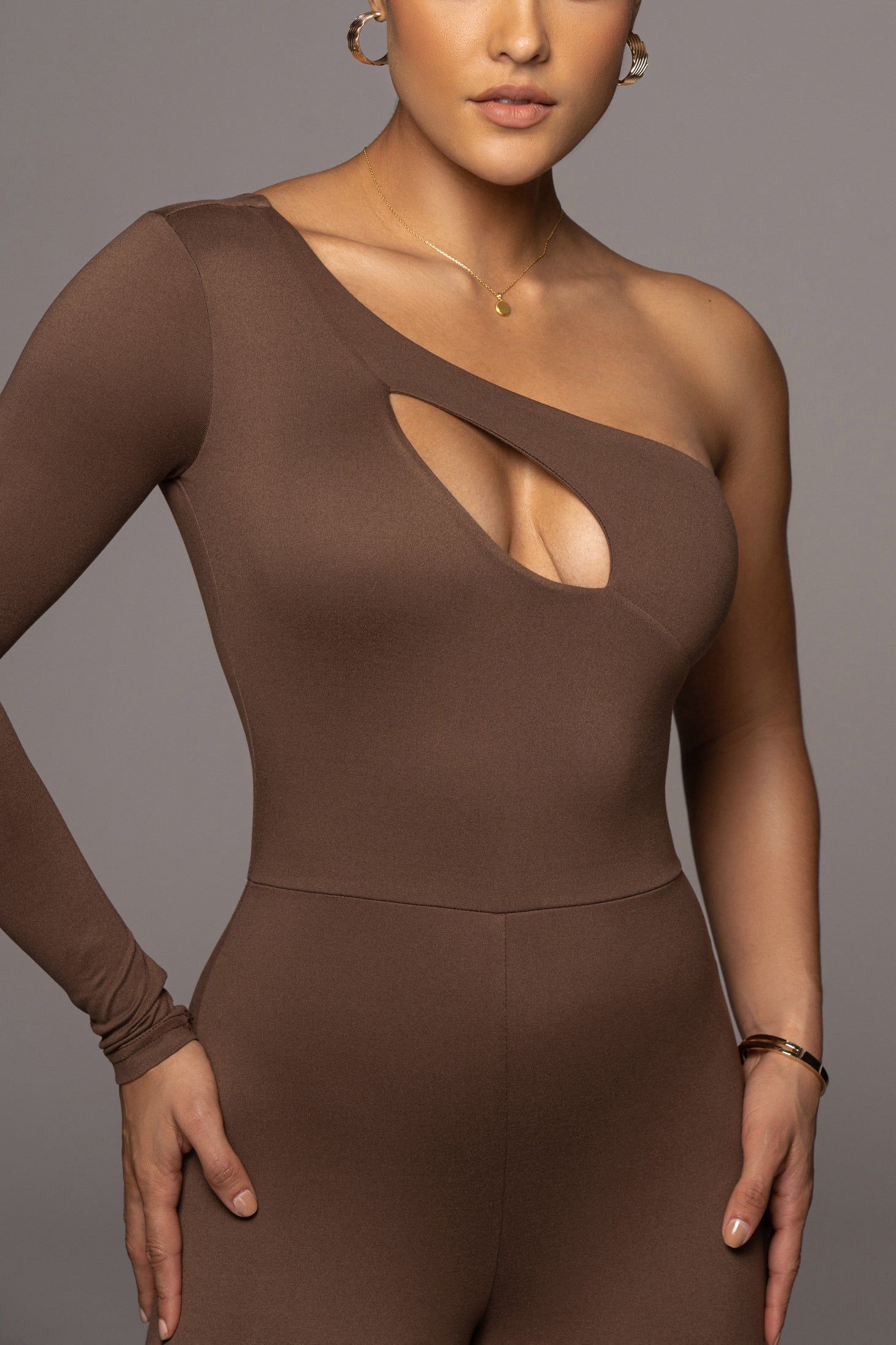 Chocolate Saika Keyhole Jumpsuit sold by JLUXLABEL product image thumbnail 5