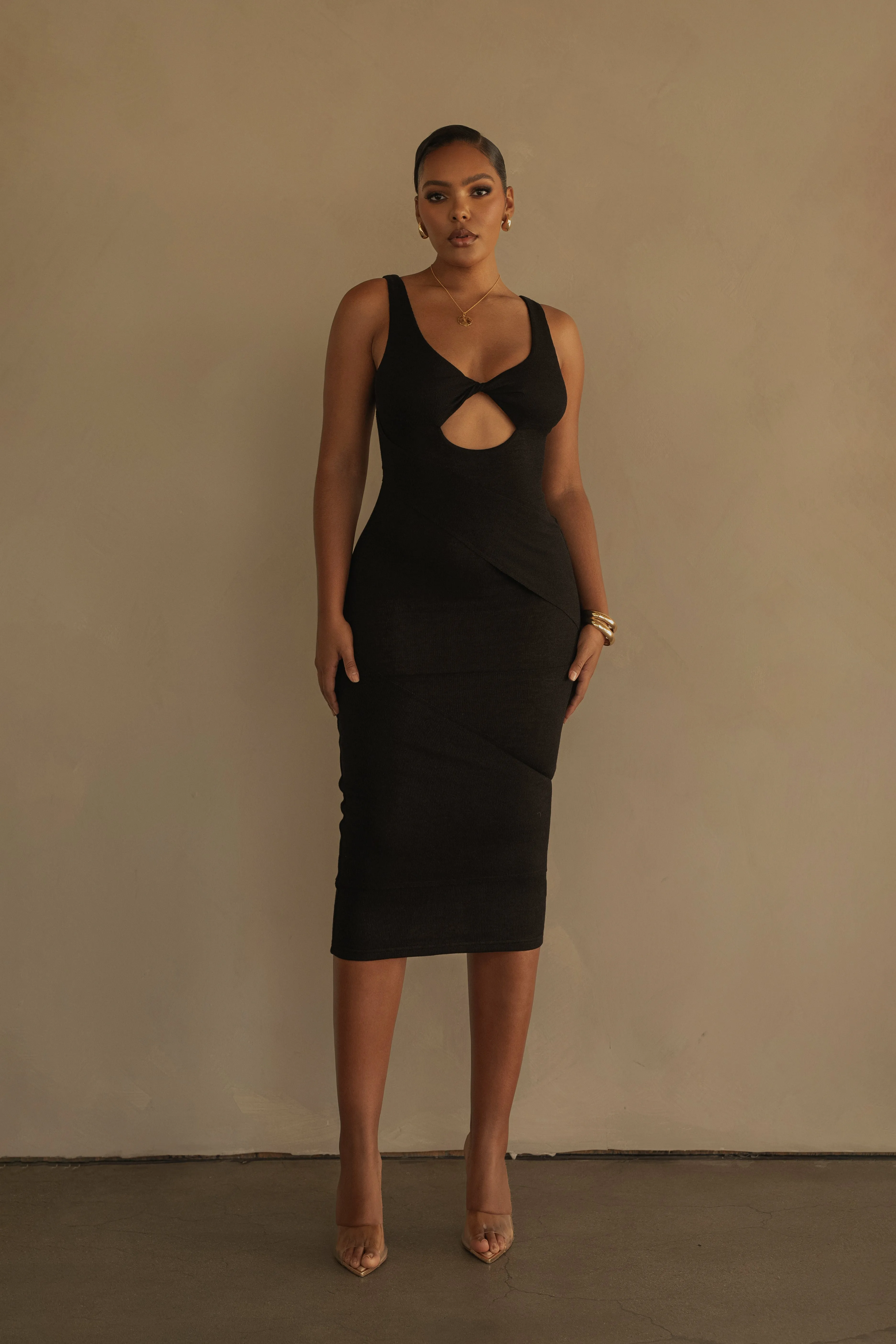 Black Shift Of Feelings Midi Dress sold by JLUXLABEL product image thumbnail 3