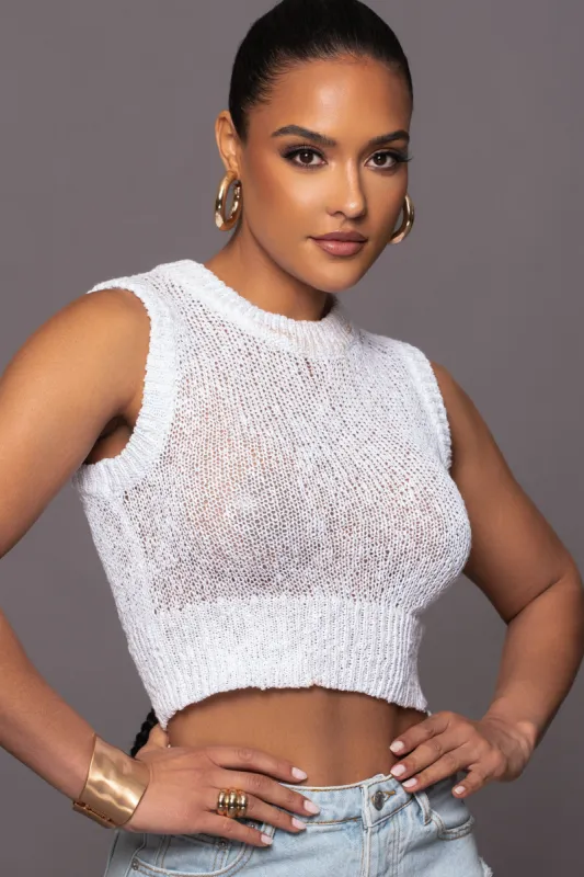 White Take It Slow Ribbed Crop Top sold by JLUXLABEL