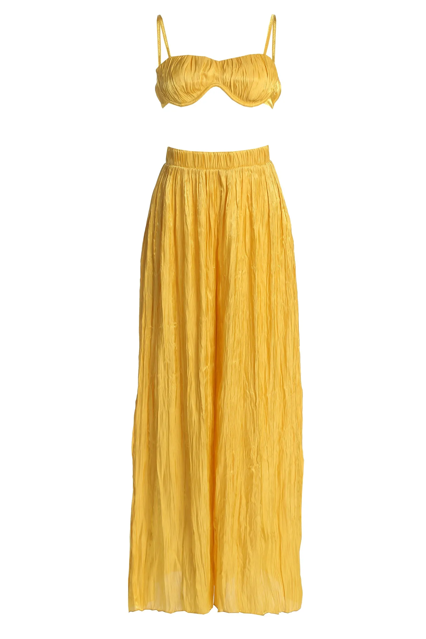 Yellow Let's Get Away Satin Pant Set sold by JLUXLABEL product image thumbnail 2