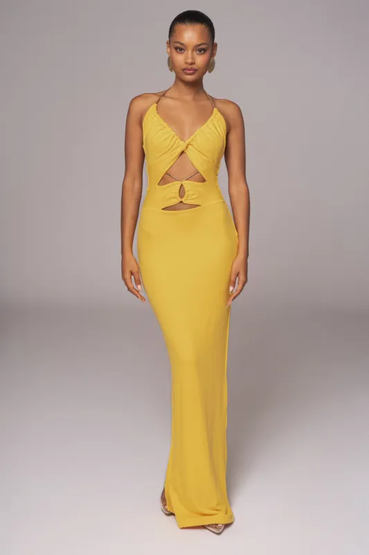 Yellow Secret Bloom Maxi Dress sold by JLUXLABEL