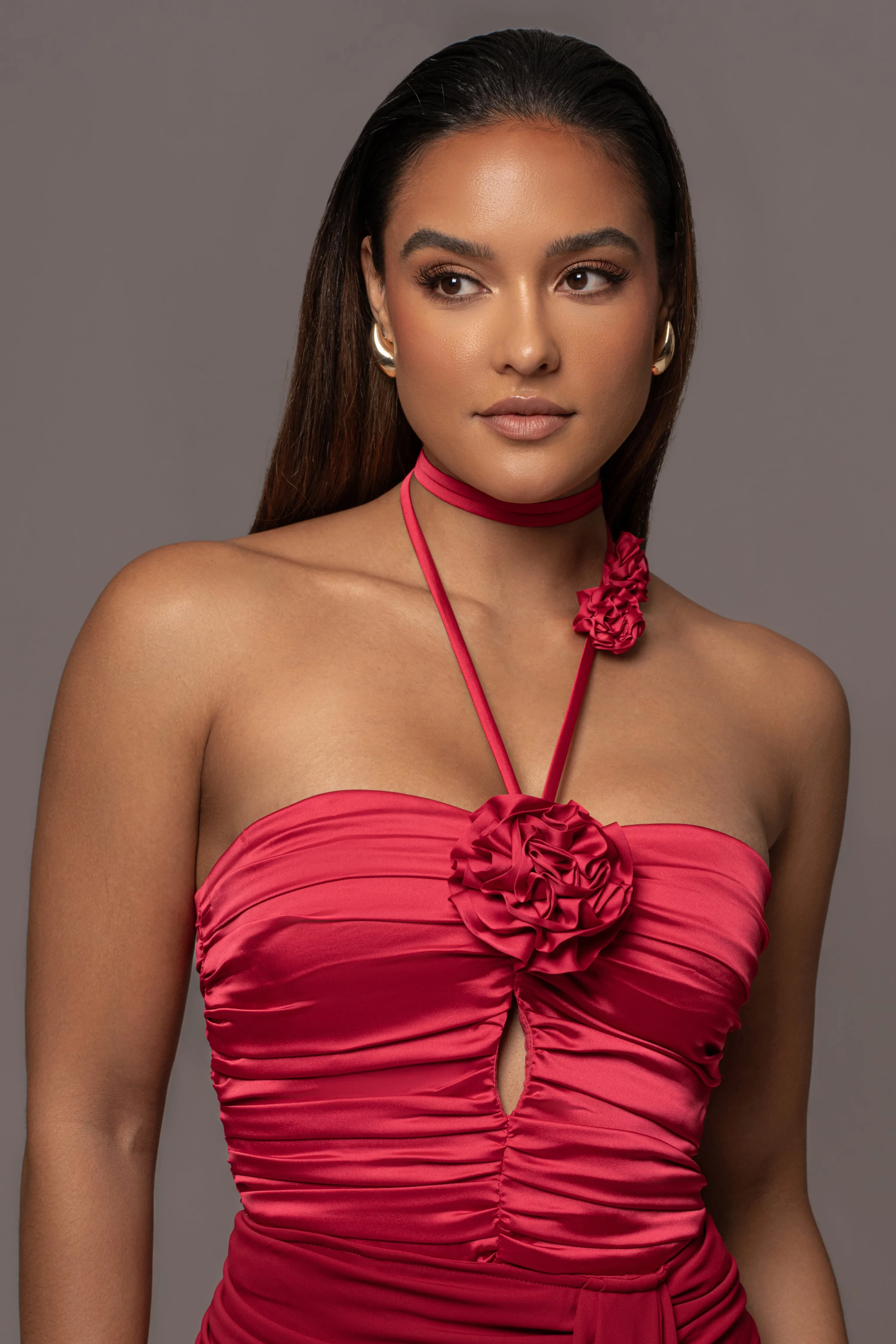 Red Rosette Halter Top sold by JLUXLABEL