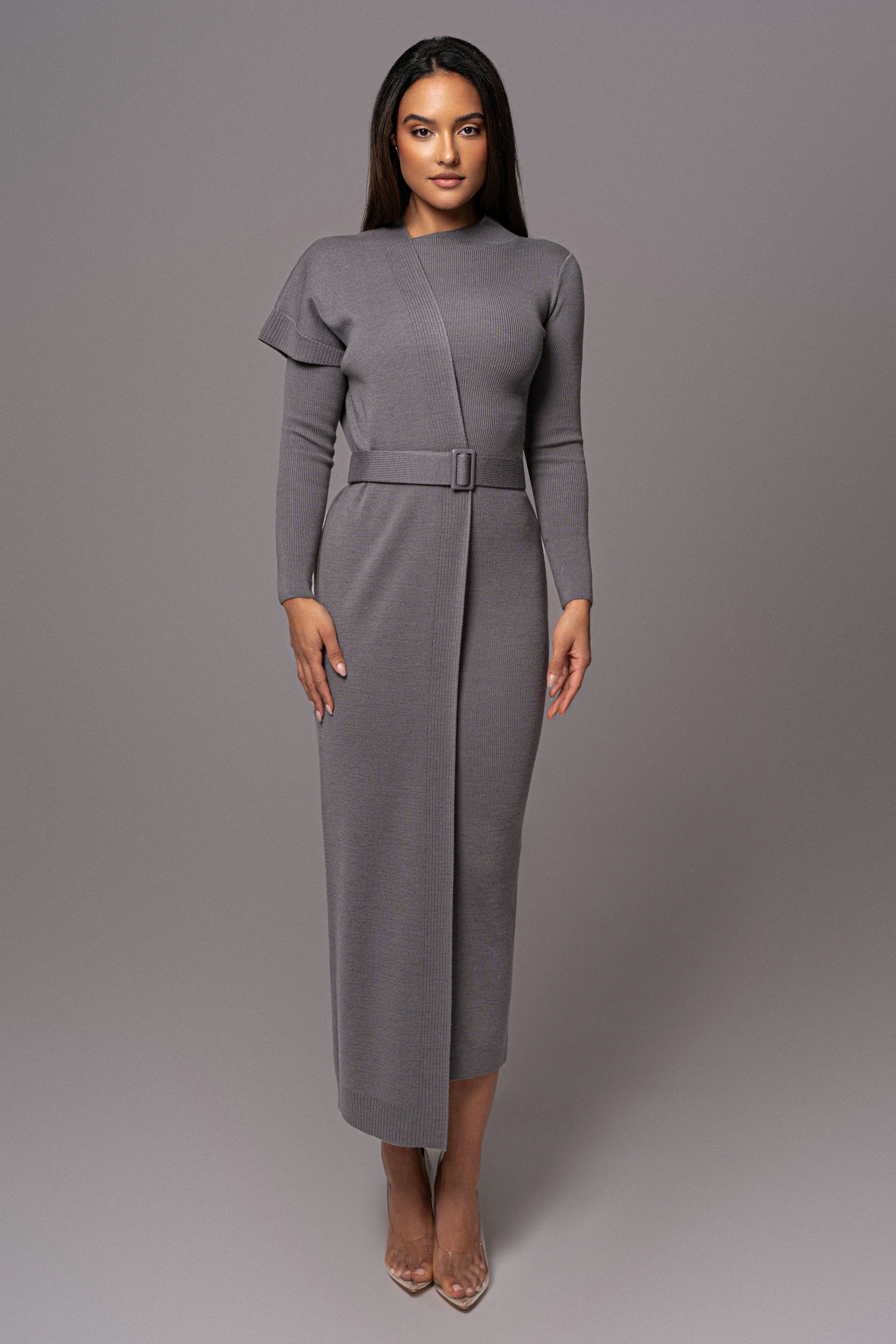 Grey Meant To Be Knit Maxi Dress sold by JLUXLABEL