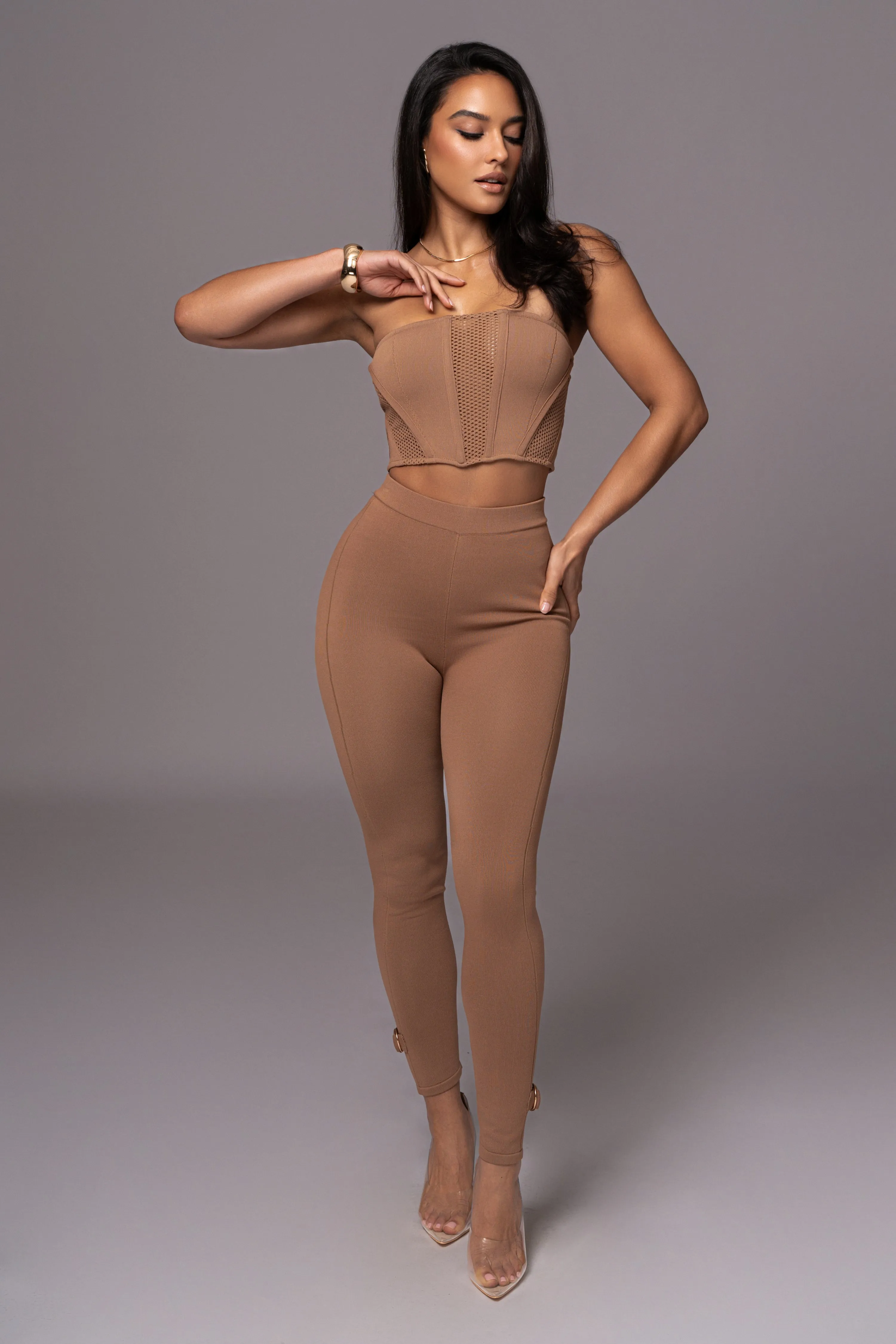 Pecan Marcie Knit Leggings sold by JLUXLABEL product image thumbnail 3