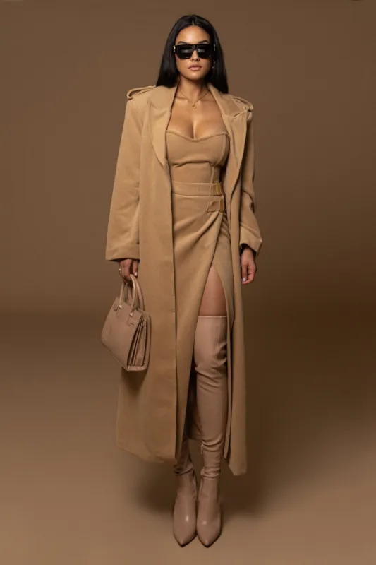 Camel Savannah Belted Wool Coat sold by JLUXLABEL