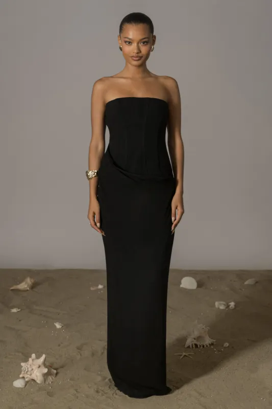 Black Journey Linen Maxi Dress sold by JLUXLABEL