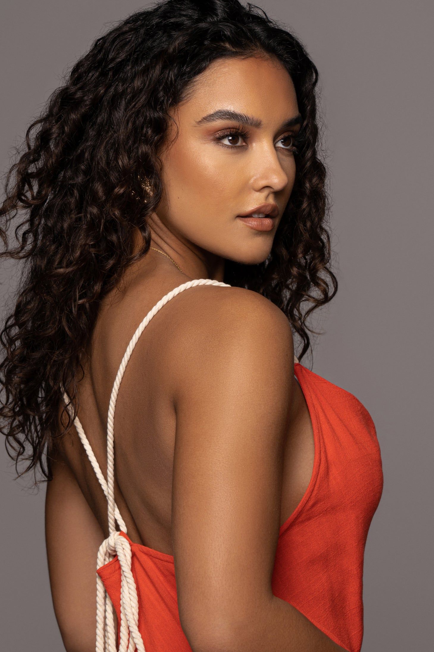 Red Bahari Ruched Linen Dress sold by JLUXLABEL product image thumbnail 5