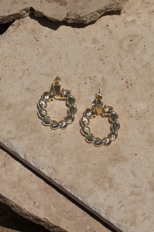 Gold Spencer Twisted Hoop Earrings sold by JLUXLABEL