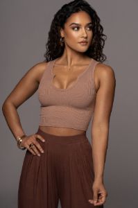 Mocha Kacey Crop Top sold by JLUXLABEL