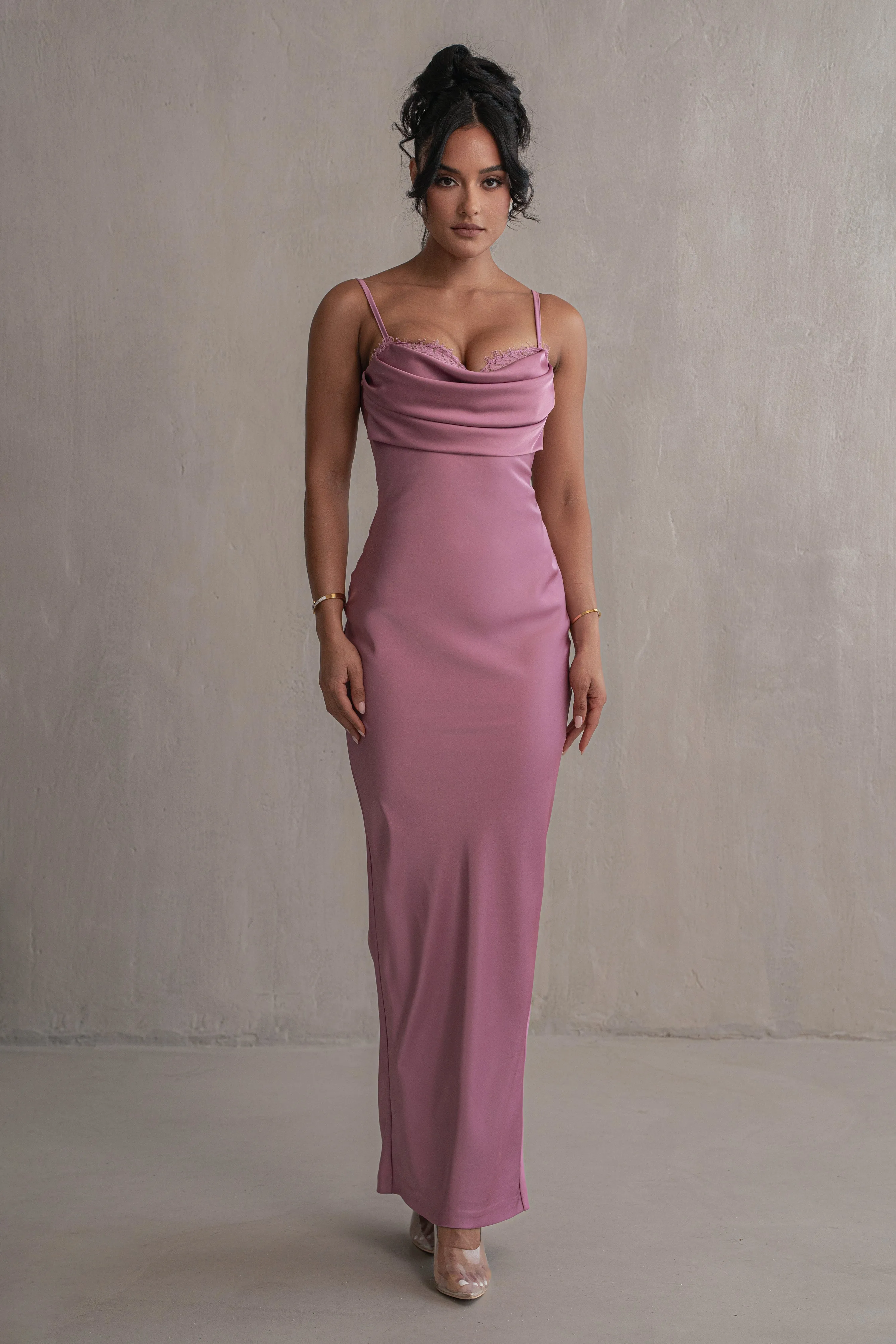 Berry Unveiled Satin Maxi Dress sold by JLUXLABEL