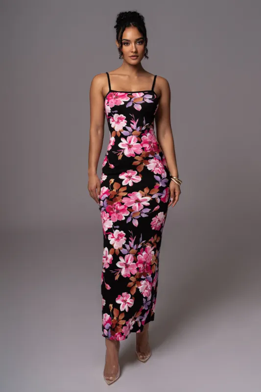 Black Floral Smooth Simplicity Maxi Dress sold by JLUXLABEL