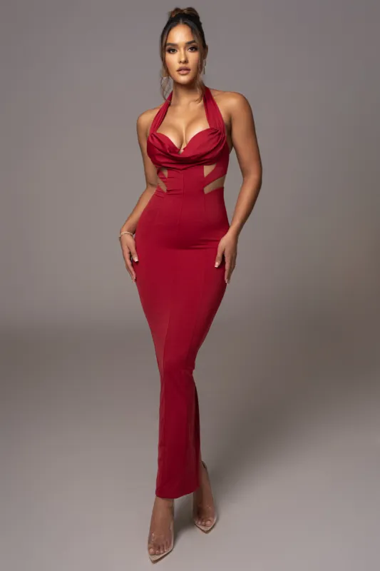 Red Poetic Draped Maxi Dress sold by JLUXLABEL
