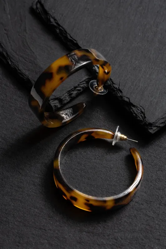 Tortoise Shell Open Hoop Earrings sold by JLUXLABEL