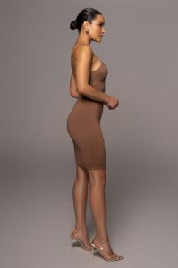 Pecan Joanna Keyhole Dress sold by JLUXLABEL