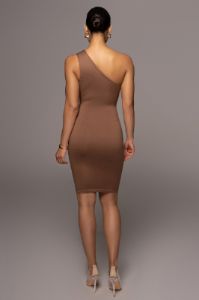 Pecan Joanna Keyhole Dress sold by JLUXLABEL