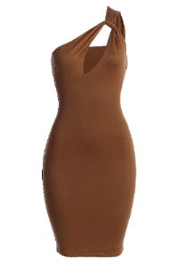 Pecan Joanna Keyhole Dress sold by JLUXLABEL