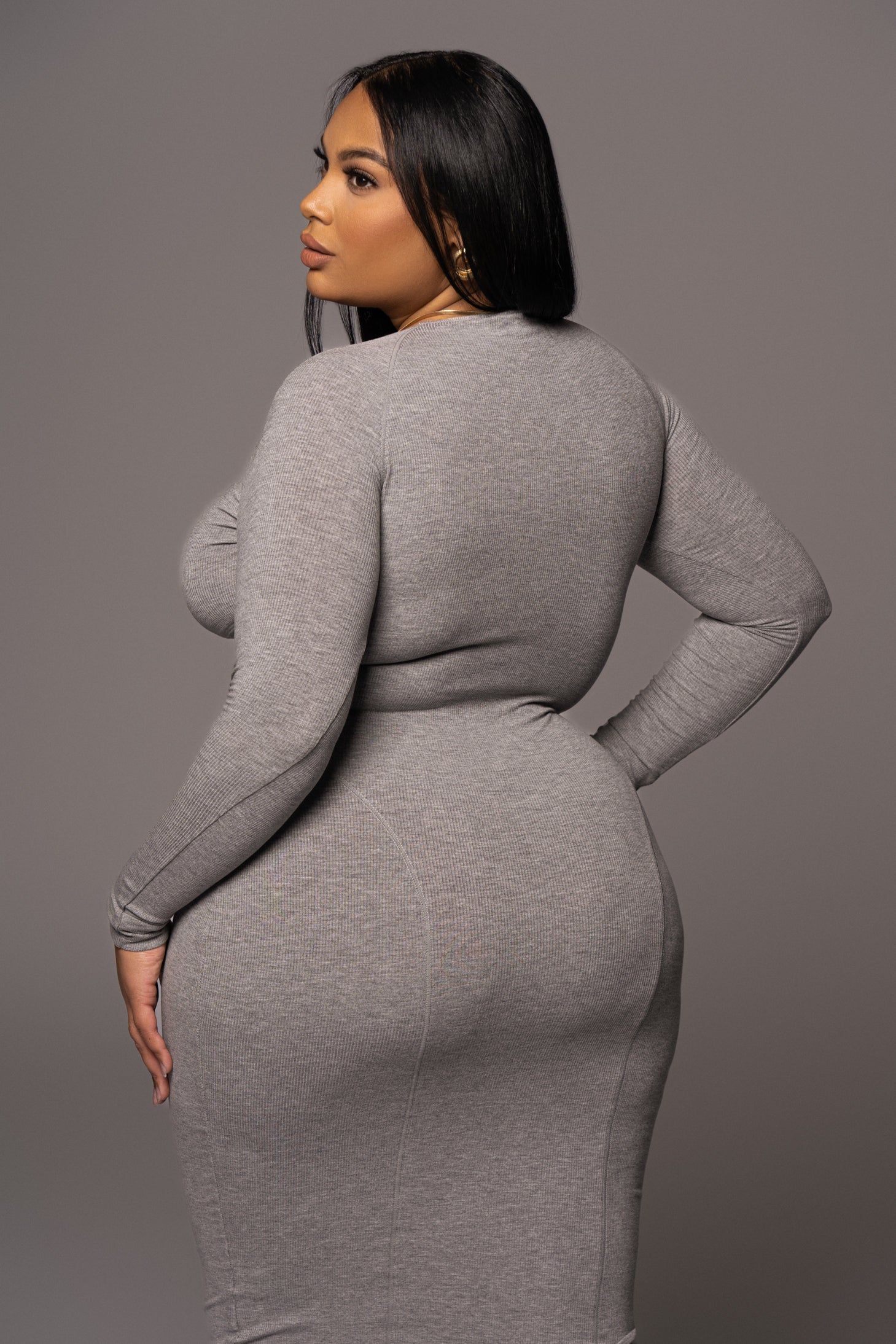 Grey High Expectations Midi Dress sold by JLUXLABEL product image thumbnail 11