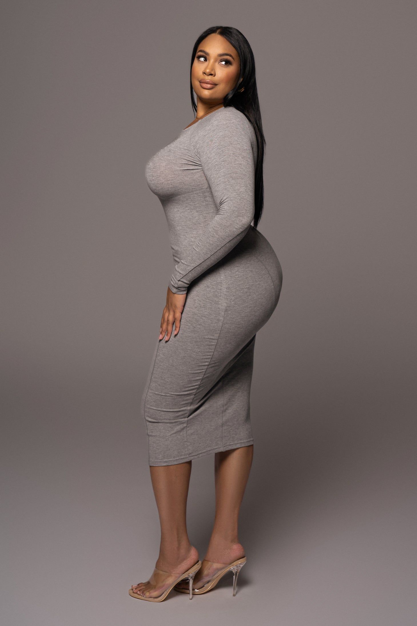 Grey High Expectations Midi Dress sold by JLUXLABEL product image thumbnail 8