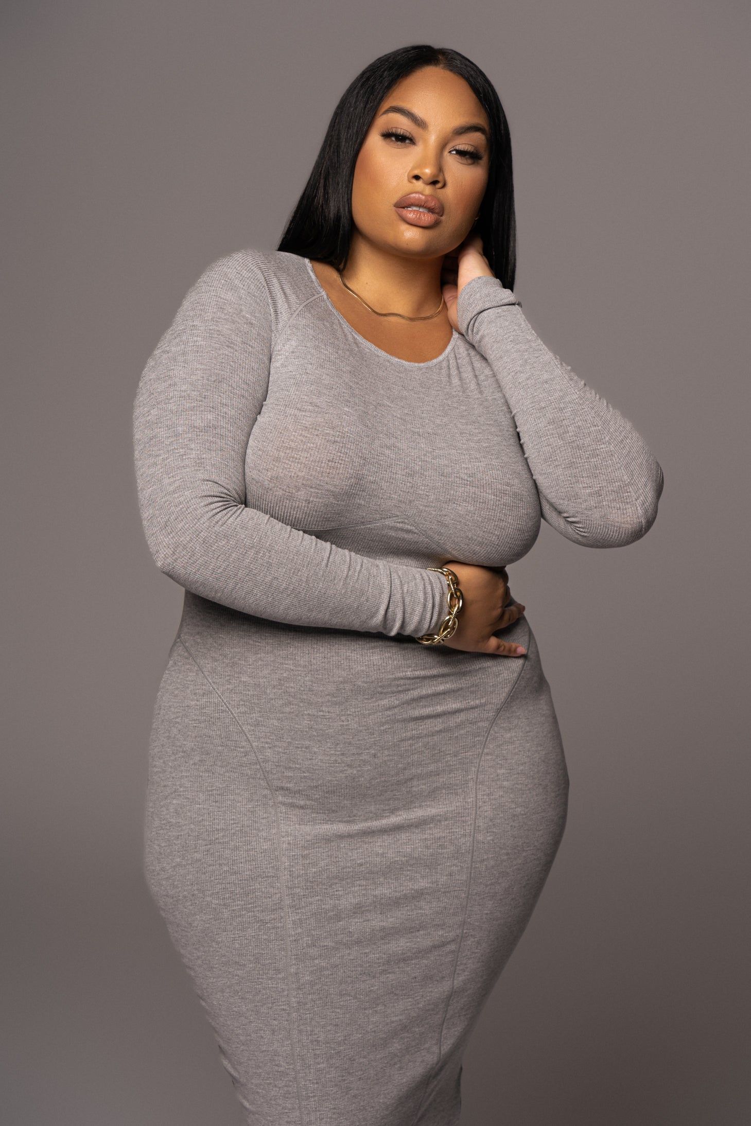 Grey High Expectations Midi Dress sold by JLUXLABEL product image thumbnail 6