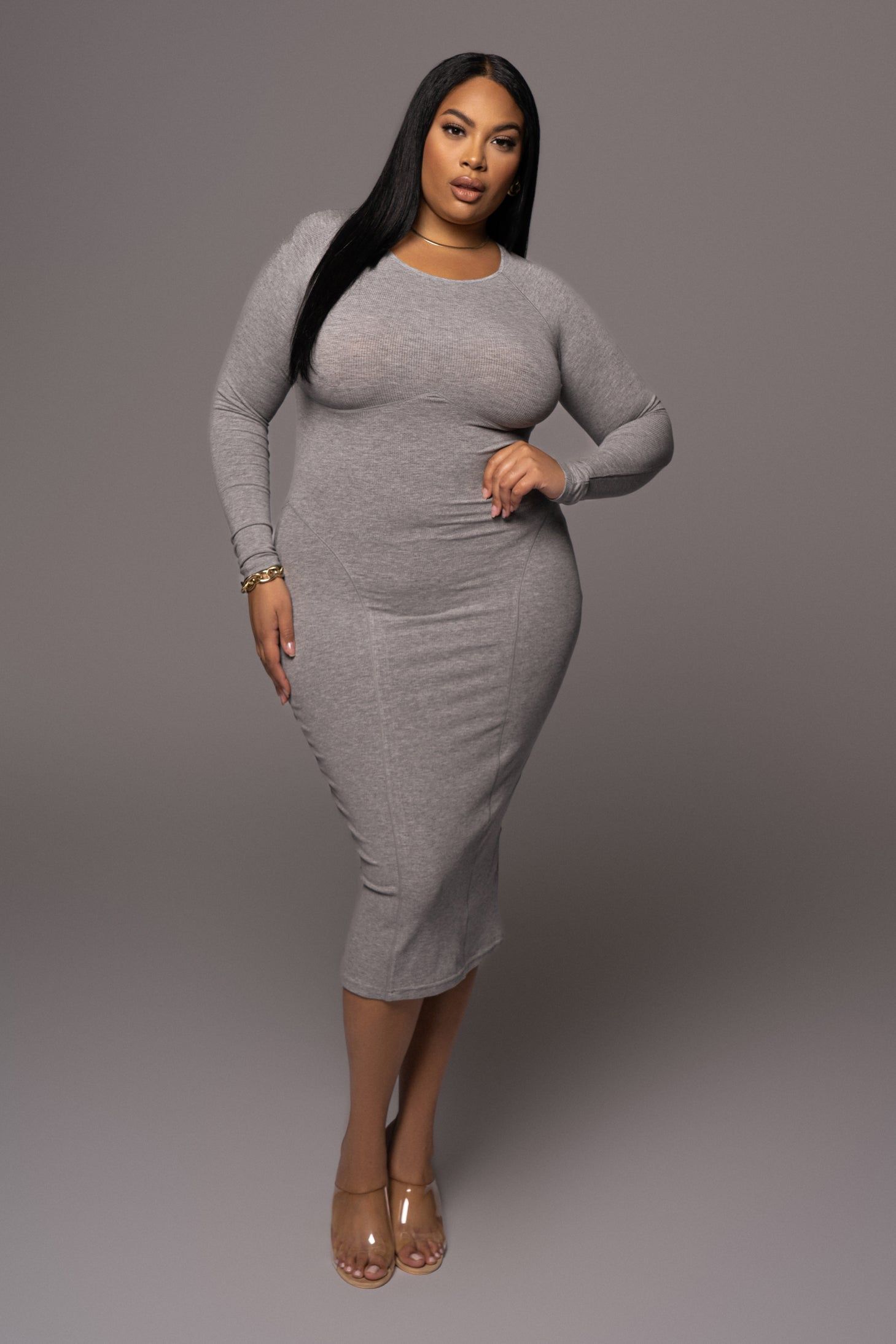 Grey High Expectations Midi Dress sold by JLUXLABEL