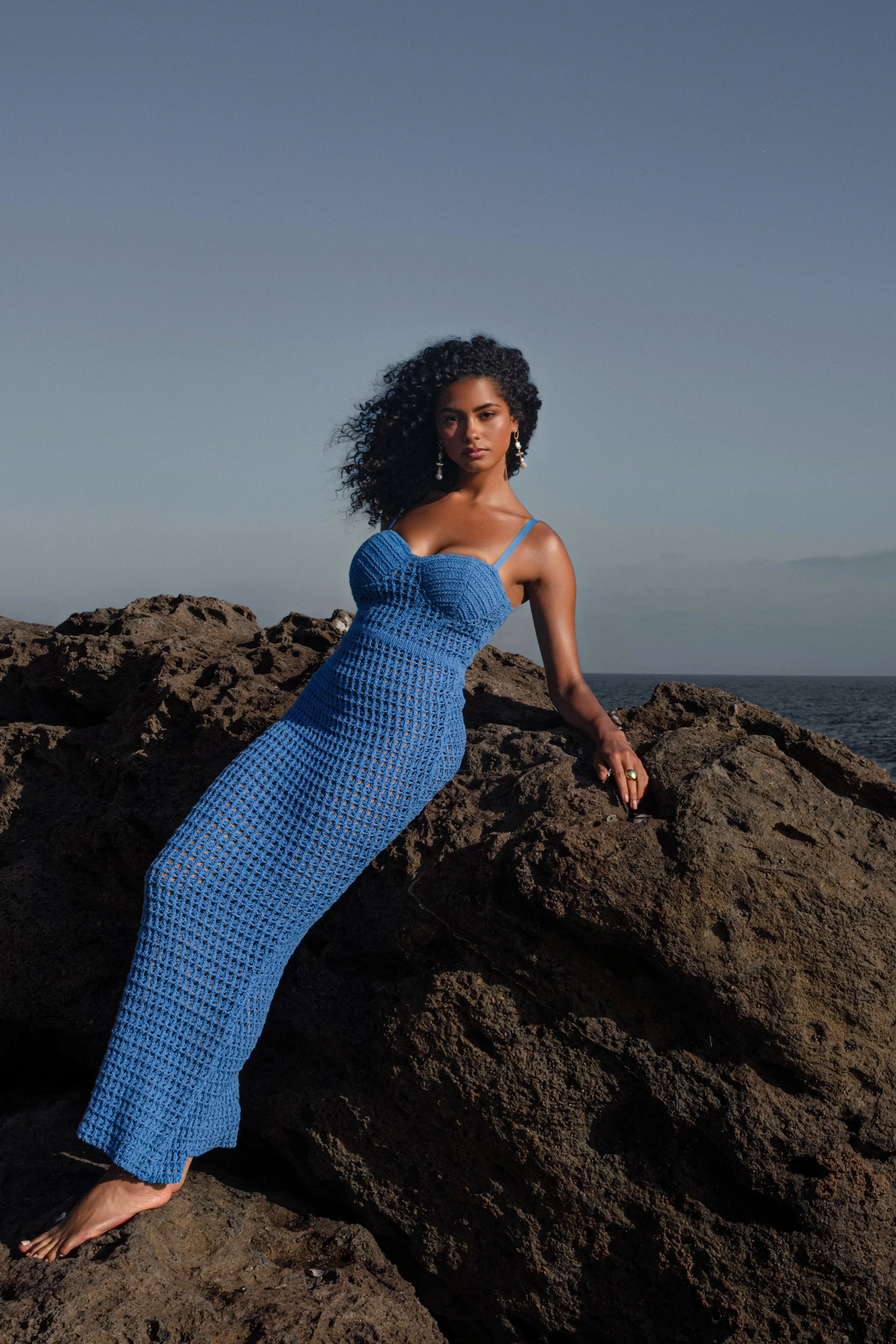 Blue Deep Sea Crochet Maxi Dress sold by JLUXLABEL product image thumbnail 4