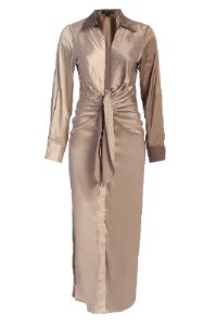 Taupe Color Block Satin Midi Dress sold by JLUXLABEL