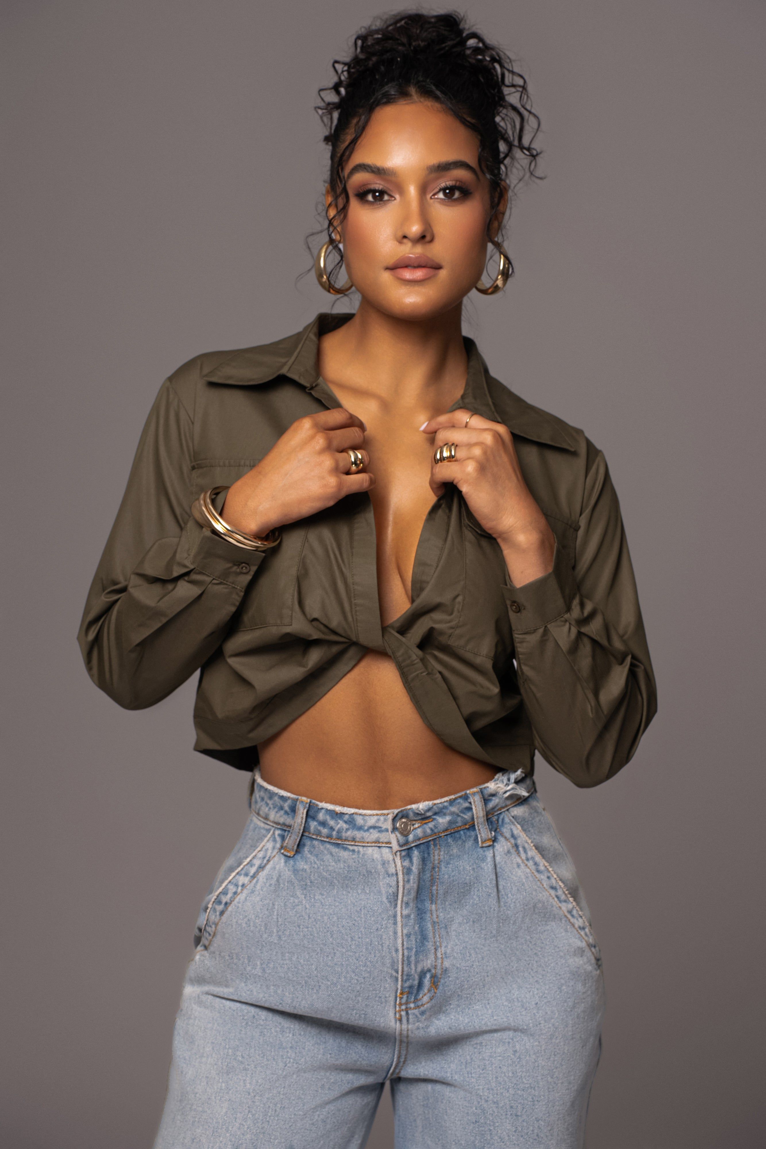 Olive Castella Twist Front Top sold by JLUXLABEL product image thumbnail 2